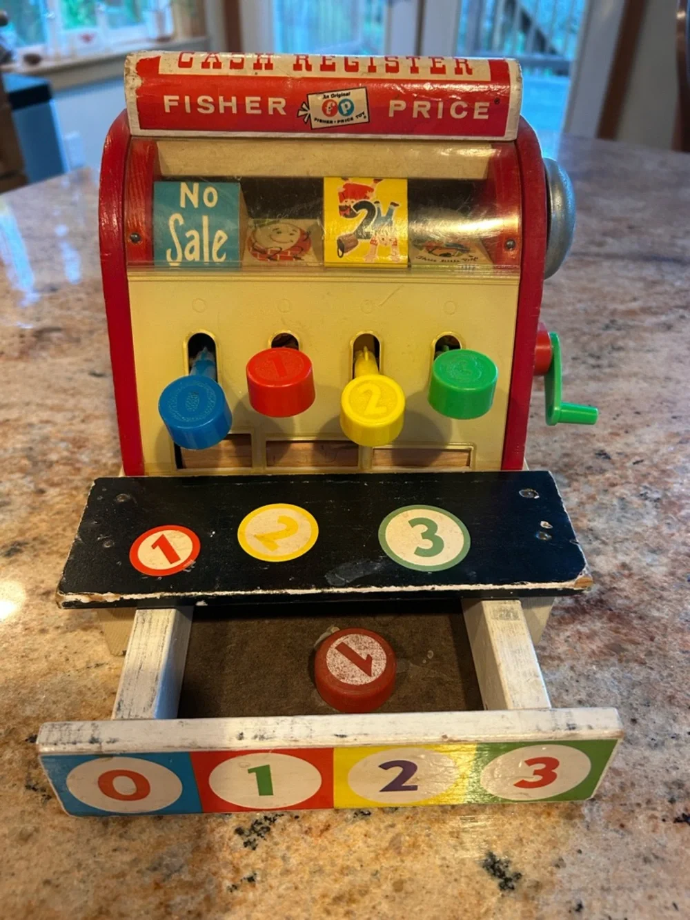 Fisher-Price #972 Toy Wooden Cash Register Bold Multicolor Vintage 1960’s